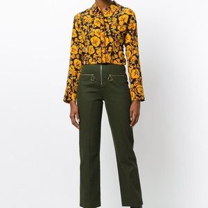 new KENZO 100%Silk Abstract Foliage Print shirt